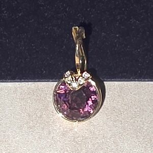 Swarovski Purple Amethyst Crystal Earrings with Gold Accents